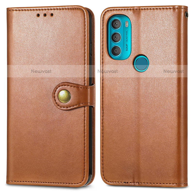 Leather Case Stands Flip Cover Holder S05D for Motorola Moto G71 5G