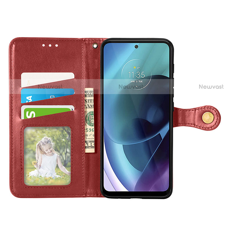 Leather Case Stands Flip Cover Holder S05D for Motorola Moto G71 5G