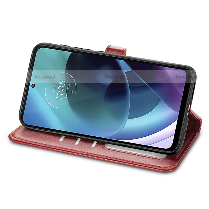 Leather Case Stands Flip Cover Holder S05D for Motorola Moto G71 5G