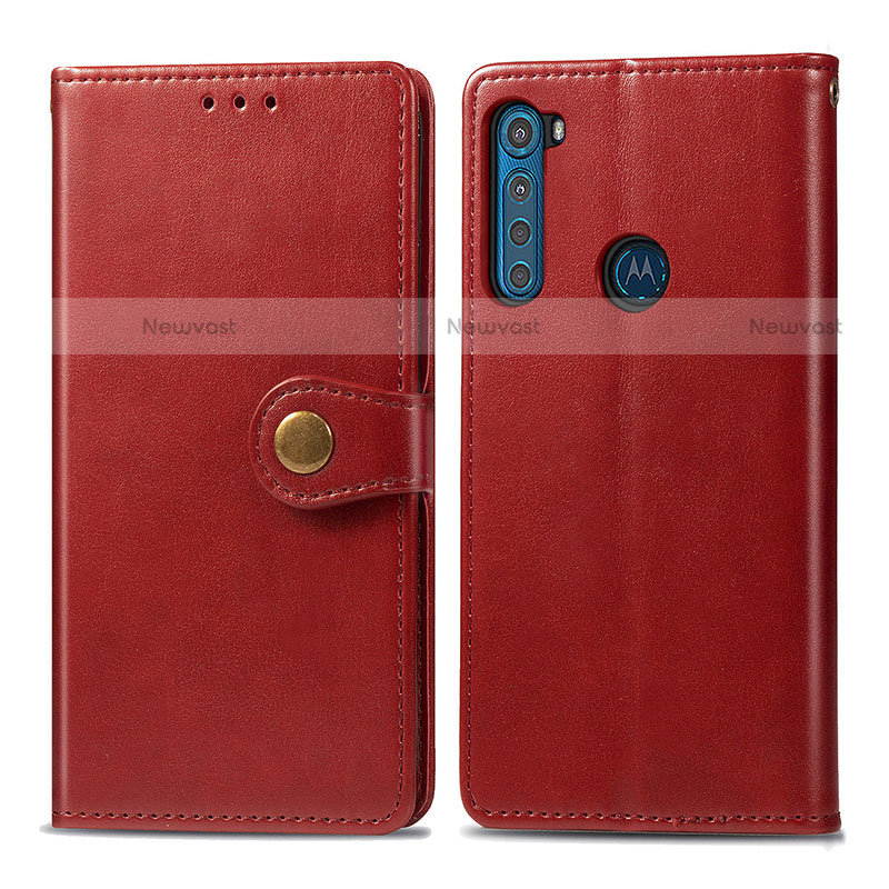 Leather Case Stands Flip Cover Holder S05D for Motorola Moto One Fusion Plus