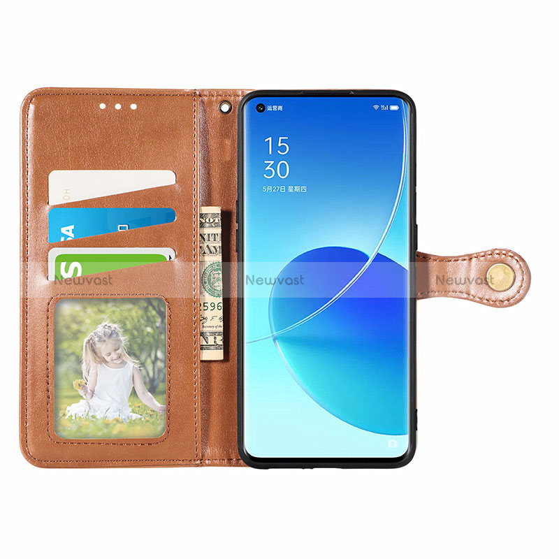 Leather Case Stands Flip Cover Holder S05D for Oppo Reno6 Pro 5G