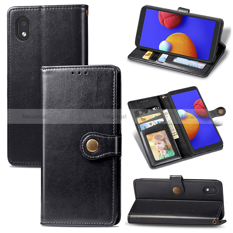 Leather Case Stands Flip Cover Holder S05D for Samsung Galaxy A01 Core