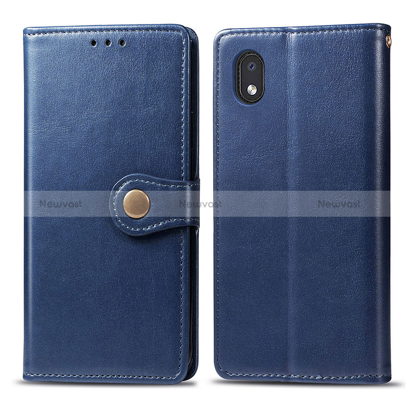 Leather Case Stands Flip Cover Holder S05D for Samsung Galaxy A01 Core Blue