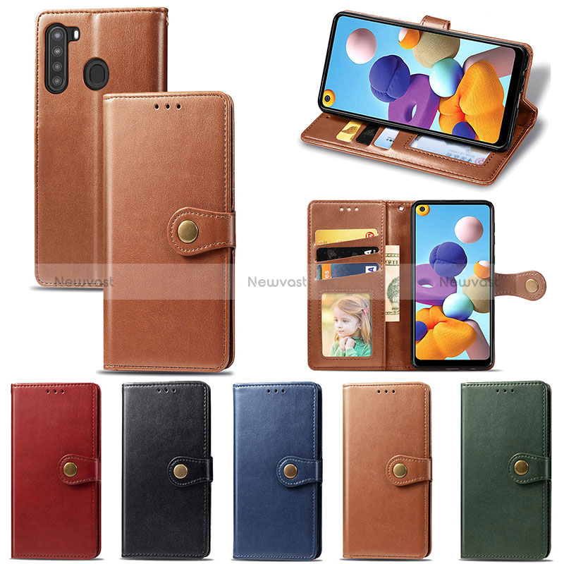 Leather Case Stands Flip Cover Holder S05D for Samsung Galaxy A21