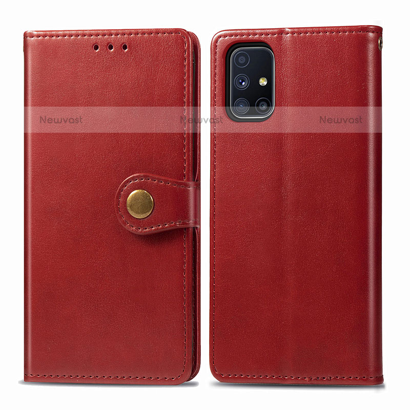 Leather Case Stands Flip Cover Holder S05D for Samsung Galaxy M51 Red