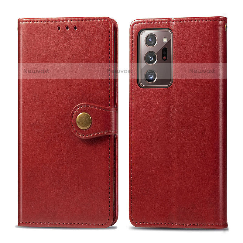 Leather Case Stands Flip Cover Holder S05D for Samsung Galaxy Note 20 Ultra 5G Red