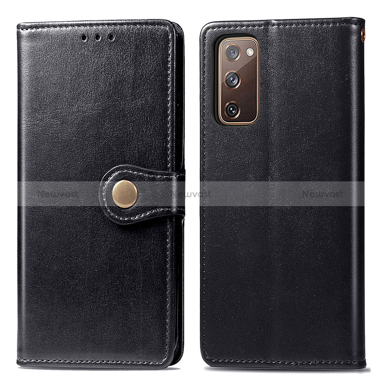 Leather Case Stands Flip Cover Holder S05D for Samsung Galaxy S20 FE 5G Black