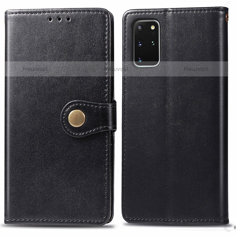 Leather Case Stands Flip Cover Holder S05D for Samsung Galaxy S20 Plus 5G Black