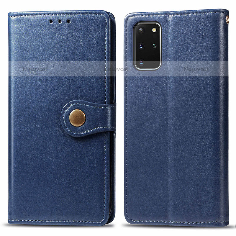 Leather Case Stands Flip Cover Holder S05D for Samsung Galaxy S20 Plus 5G Blue