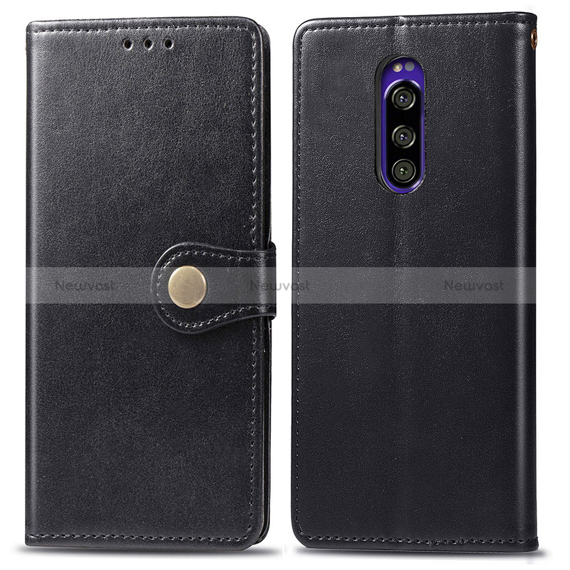 Leather Case Stands Flip Cover Holder S05D for Sony Xperia 1 Black