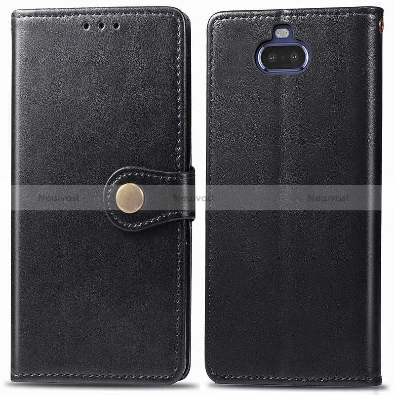 Leather Case Stands Flip Cover Holder S05D for Sony Xperia 8 Black