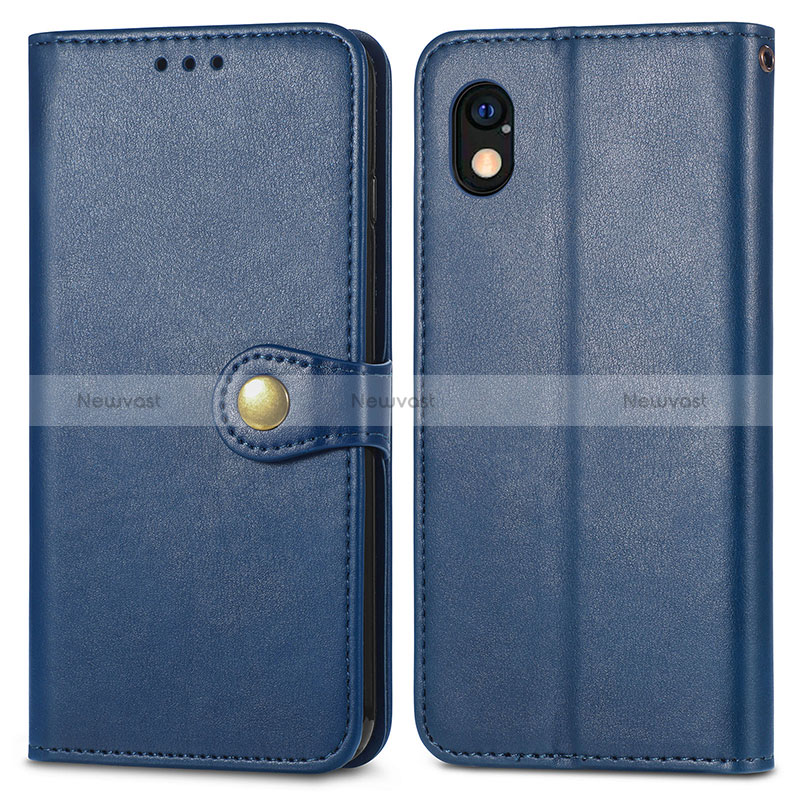 Leather Case Stands Flip Cover Holder S05D for Sony Xperia Ace III Blue