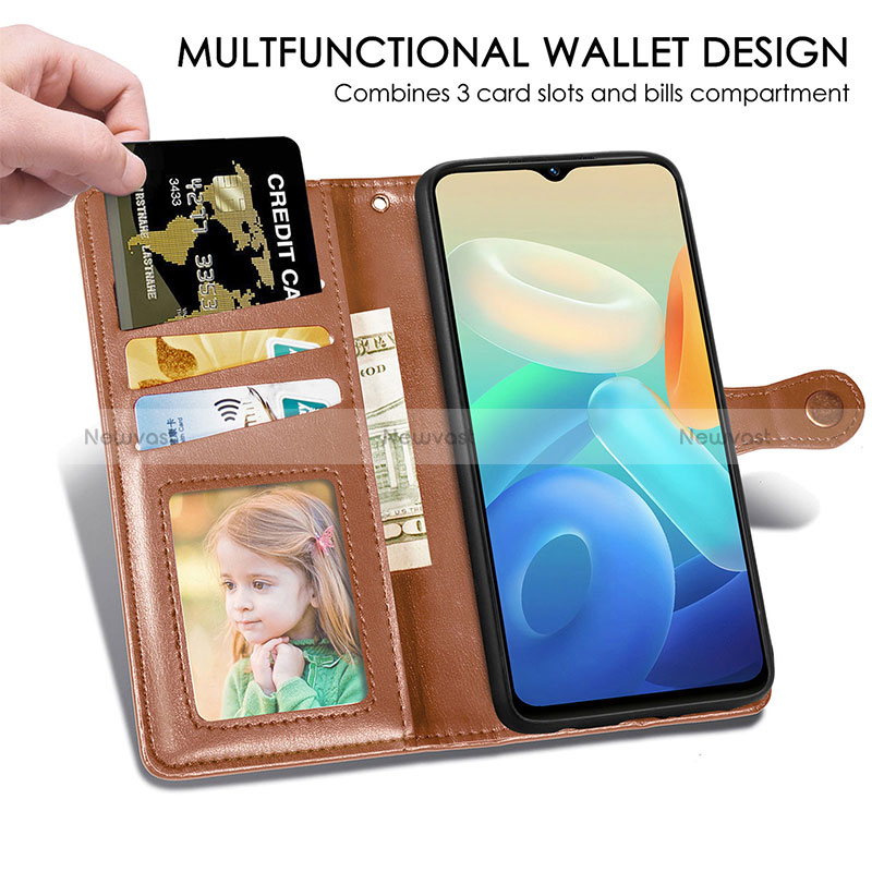 Leather Case Stands Flip Cover Holder S05D for Vivo T1 5G India