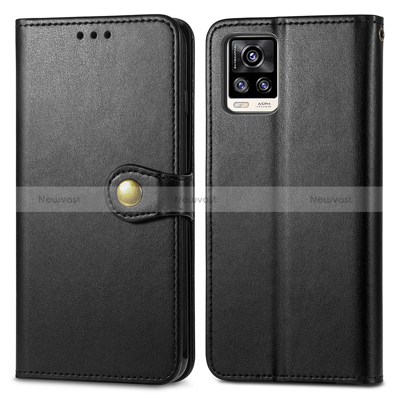 Leather Case Stands Flip Cover Holder S05D for Vivo V20 Black