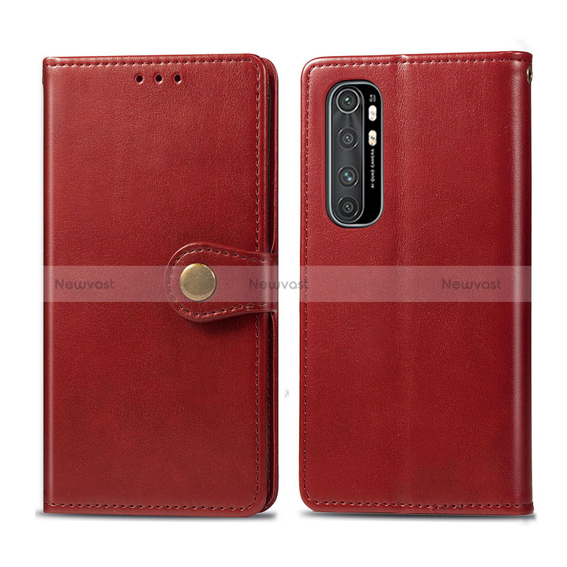 Leather Case Stands Flip Cover Holder S05D for Xiaomi Mi Note 10 Lite Red