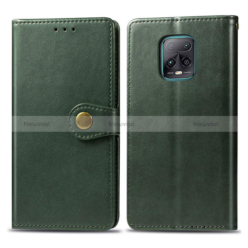 Leather Case Stands Flip Cover Holder S05D for Xiaomi Redmi 10X 5G Green