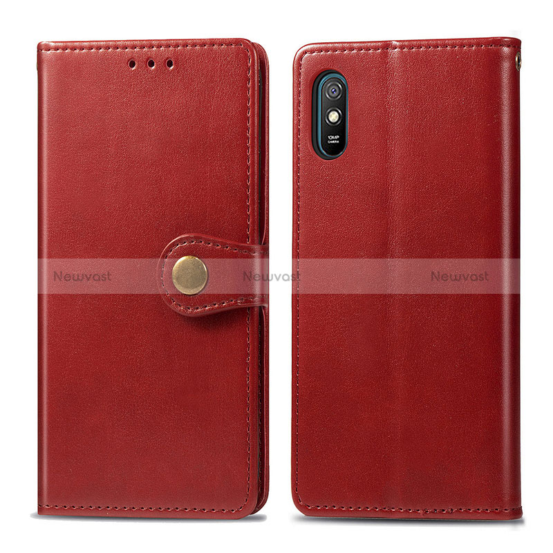 Leather Case Stands Flip Cover Holder S05D for Xiaomi Redmi 9AT Red