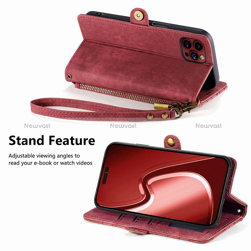 Leather Case Stands Flip Cover Holder S06D for Apple iPhone 13 Pro