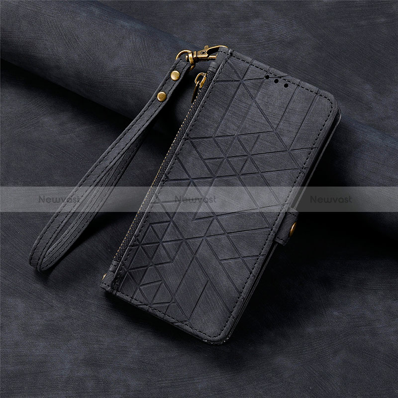 Leather Case Stands Flip Cover Holder S06D for Apple iPhone 13 Pro Black