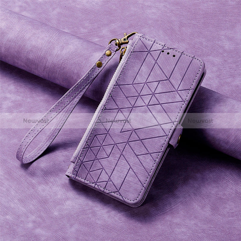Leather Case Stands Flip Cover Holder S06D for Apple iPhone 13 Purple