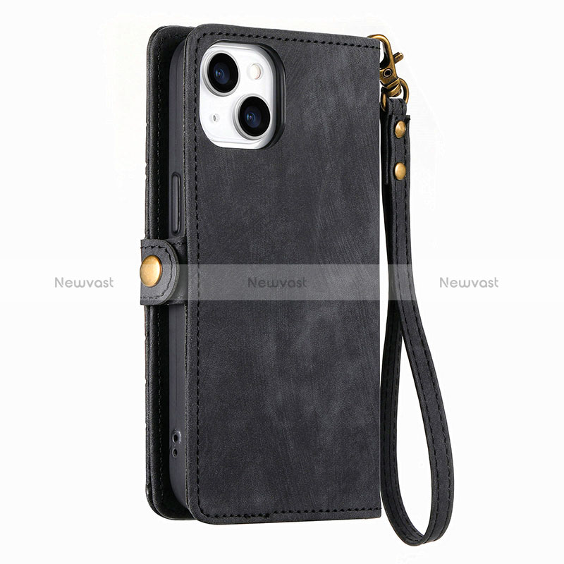 Leather Case Stands Flip Cover Holder S06D for Apple iPhone 14 Plus