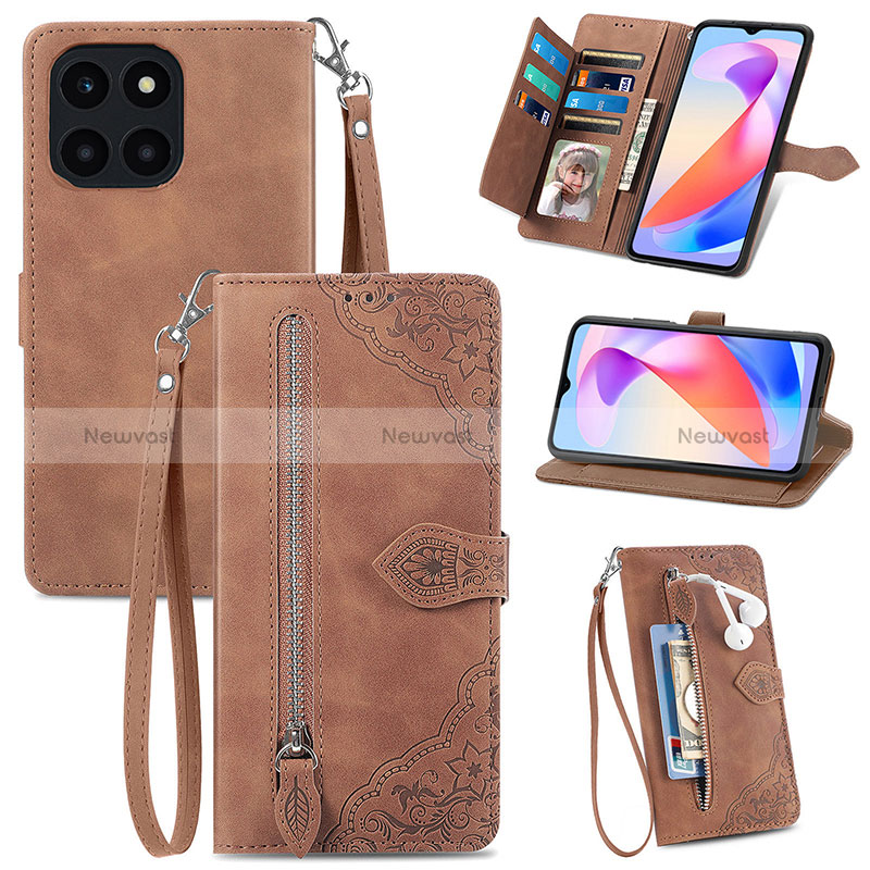 Leather Case Stands Flip Cover Holder S06D for Huawei Honor X6a