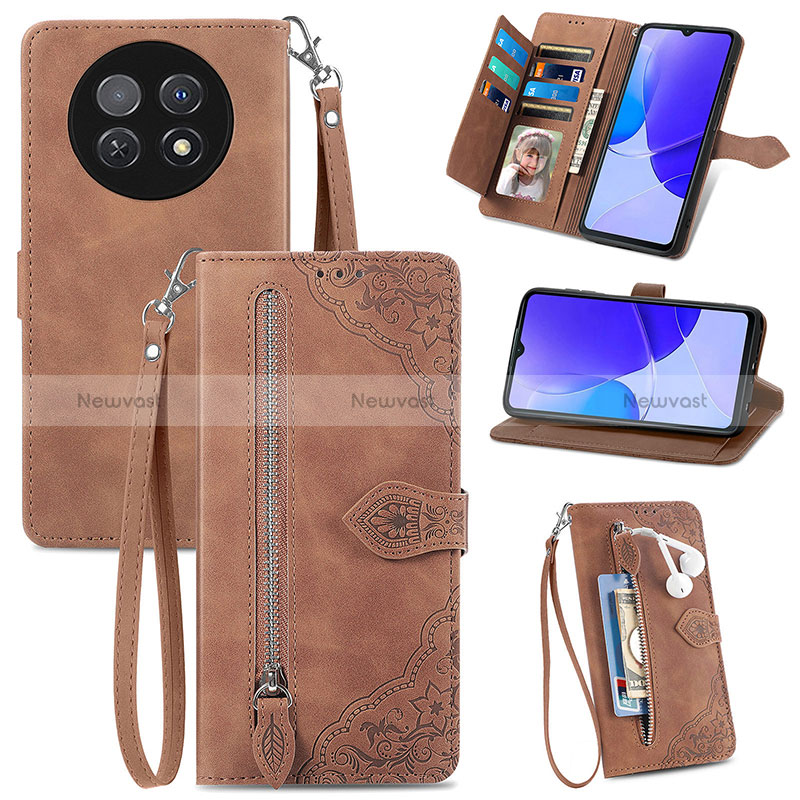 Leather Case Stands Flip Cover Holder S06D for Huawei Nova Y91