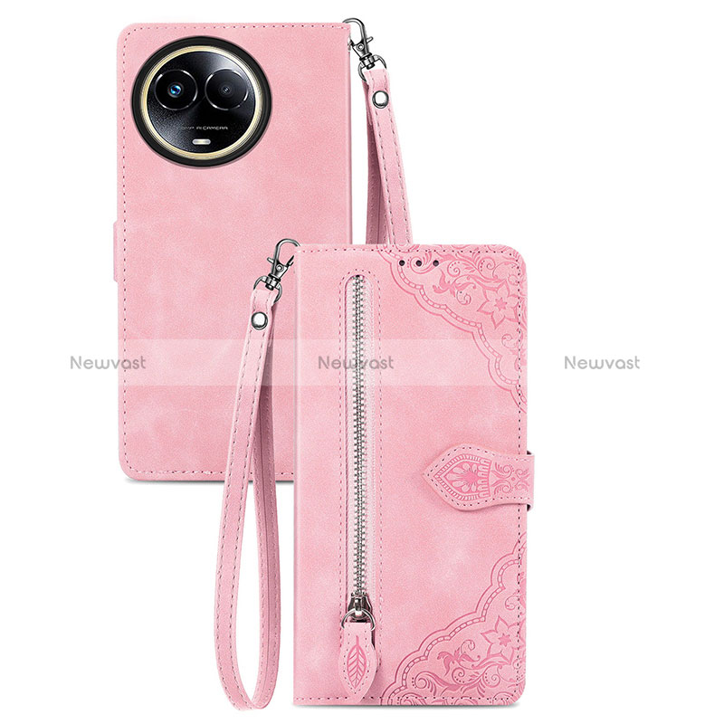 Leather Case Stands Flip Cover Holder S06D for Realme 11 5G Pink
