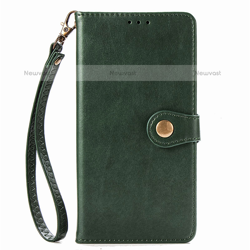 Leather Case Stands Flip Cover Holder S06D for Samsung Galaxy A91 Green