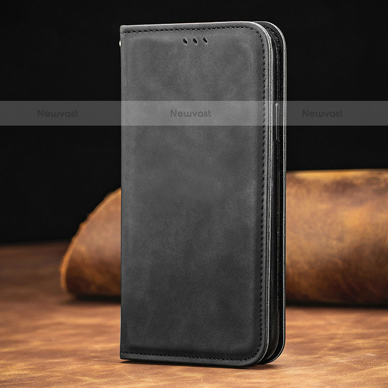 Leather Case Stands Flip Cover Holder S06D for Samsung Galaxy M62 4G Black