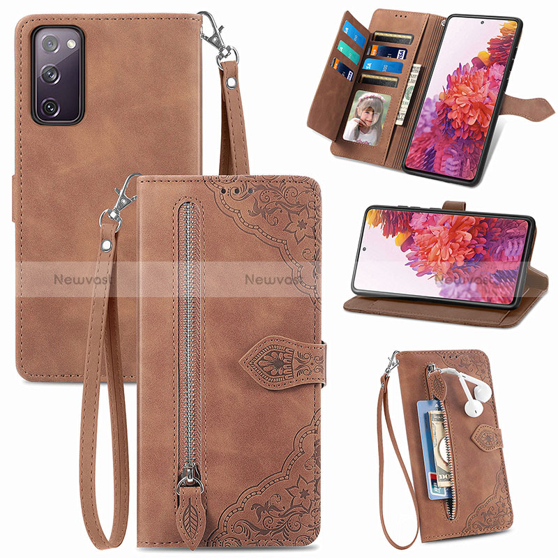 Leather Case Stands Flip Cover Holder S06D for Samsung Galaxy S20 FE (2022) 5G