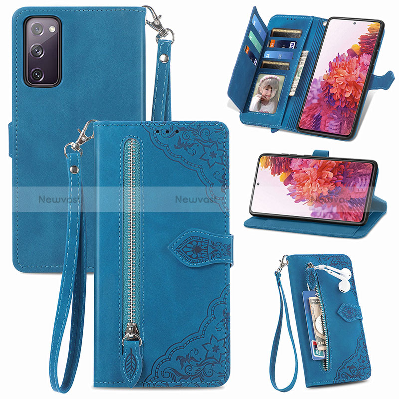 Leather Case Stands Flip Cover Holder S06D for Samsung Galaxy S20 FE 5G