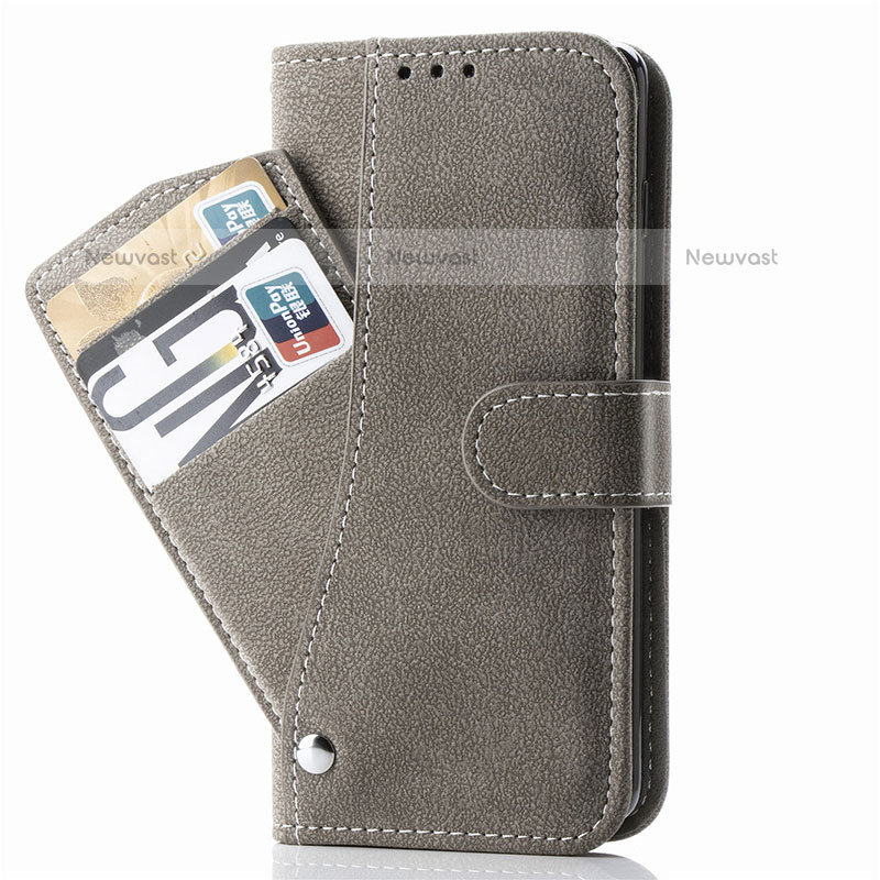 Leather Case Stands Flip Cover Holder S06D for Samsung Galaxy S20 Gray