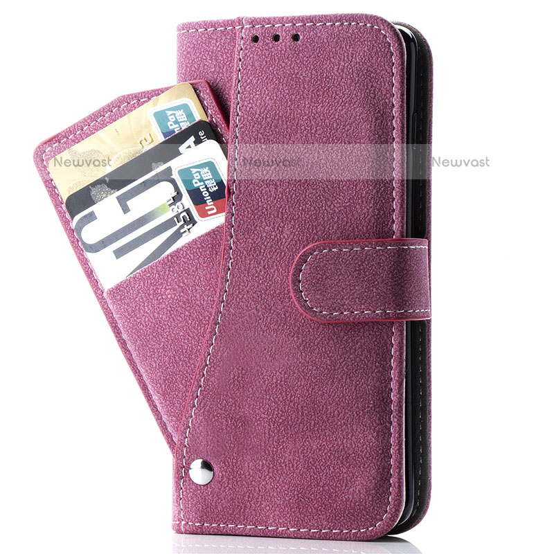 Leather Case Stands Flip Cover Holder S06D for Samsung Galaxy S20 Plus 5G Red Wine