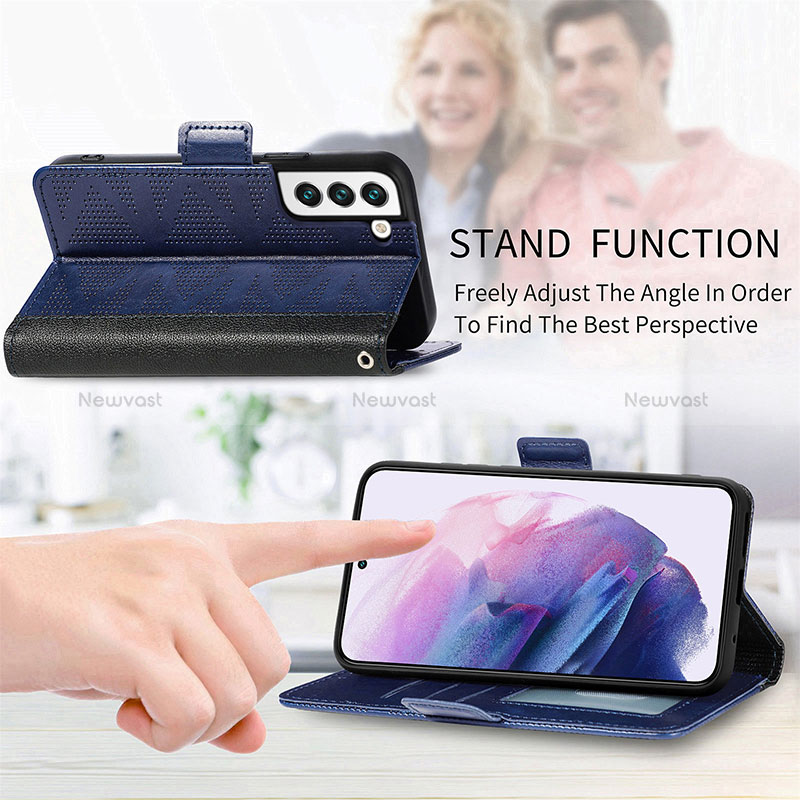 Leather Case Stands Flip Cover Holder S06D for Samsung Galaxy S22 Plus 5G