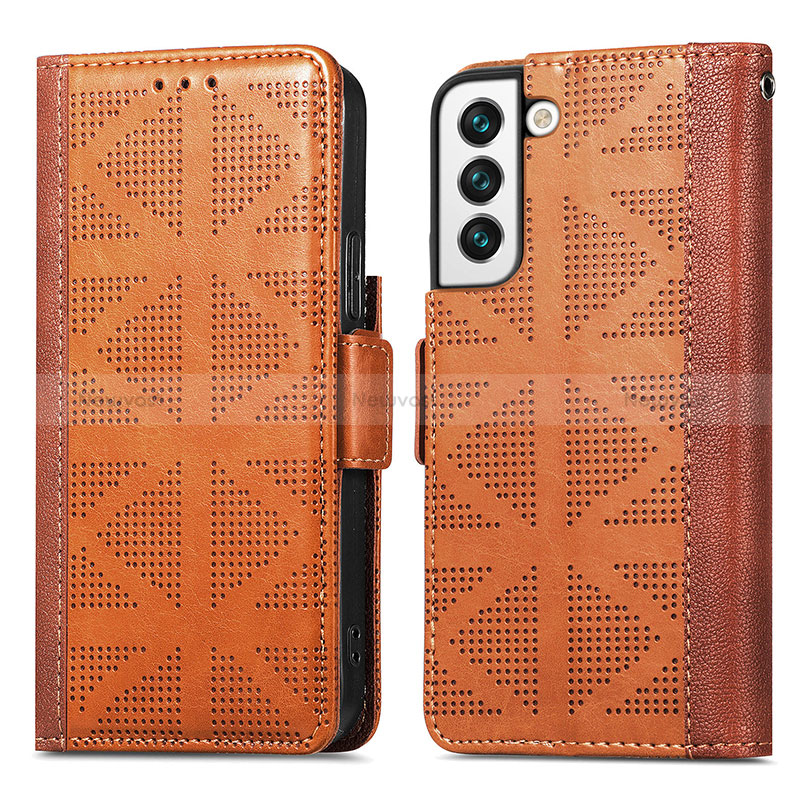 Leather Case Stands Flip Cover Holder S06D for Samsung Galaxy S22 Plus 5G