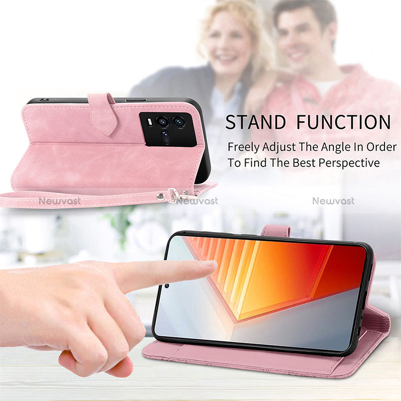 Leather Case Stands Flip Cover Holder S06D for Vivo iQOO 10 5G