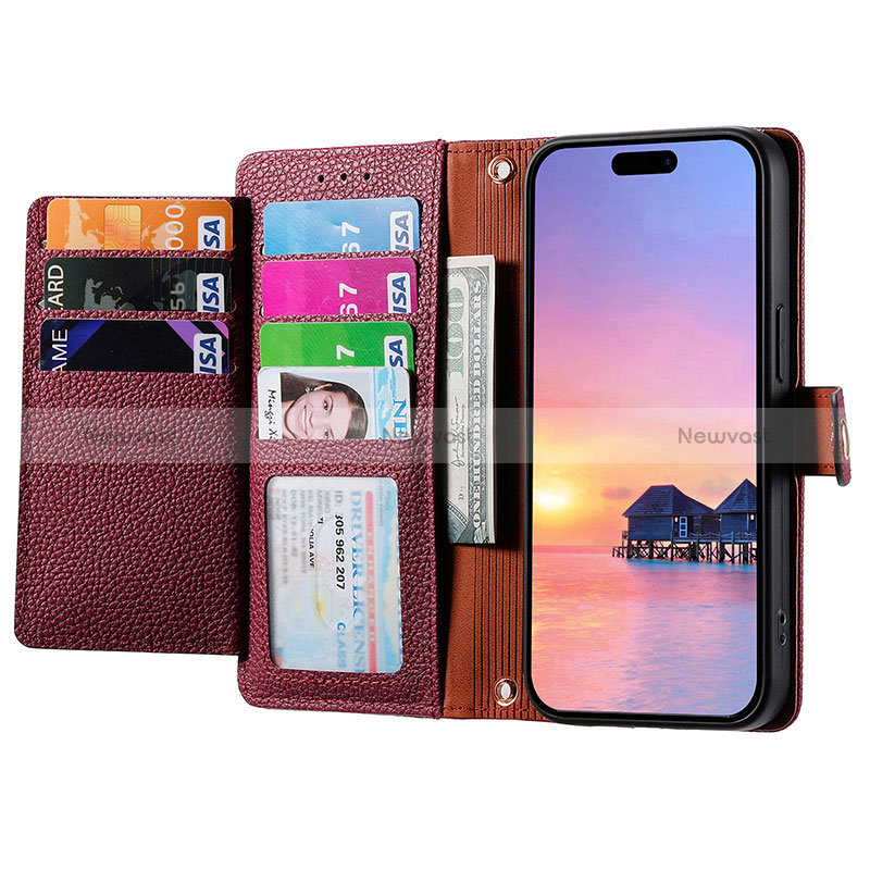 Leather Case Stands Flip Cover Holder S07D for Apple iPhone 13