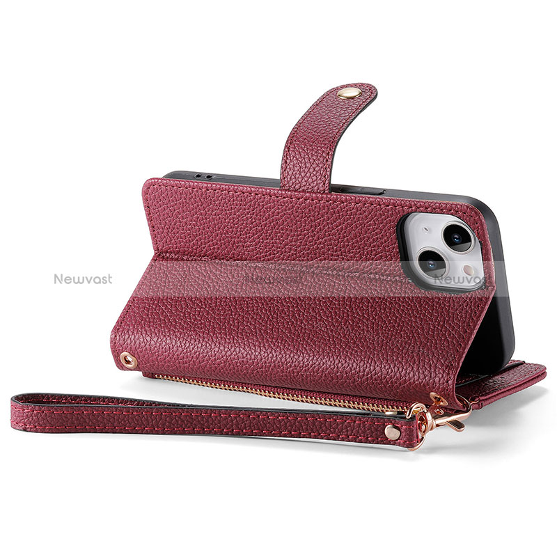 Leather Case Stands Flip Cover Holder S07D for Apple iPhone 13