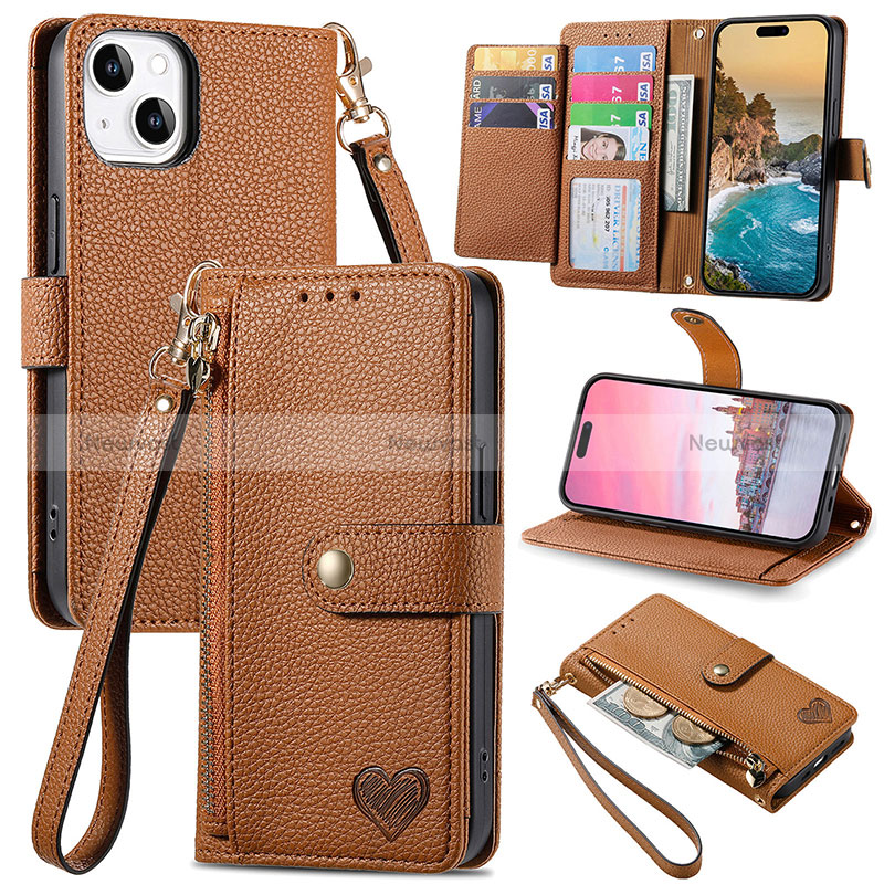 Leather Case Stands Flip Cover Holder S07D for Apple iPhone 14 Plus