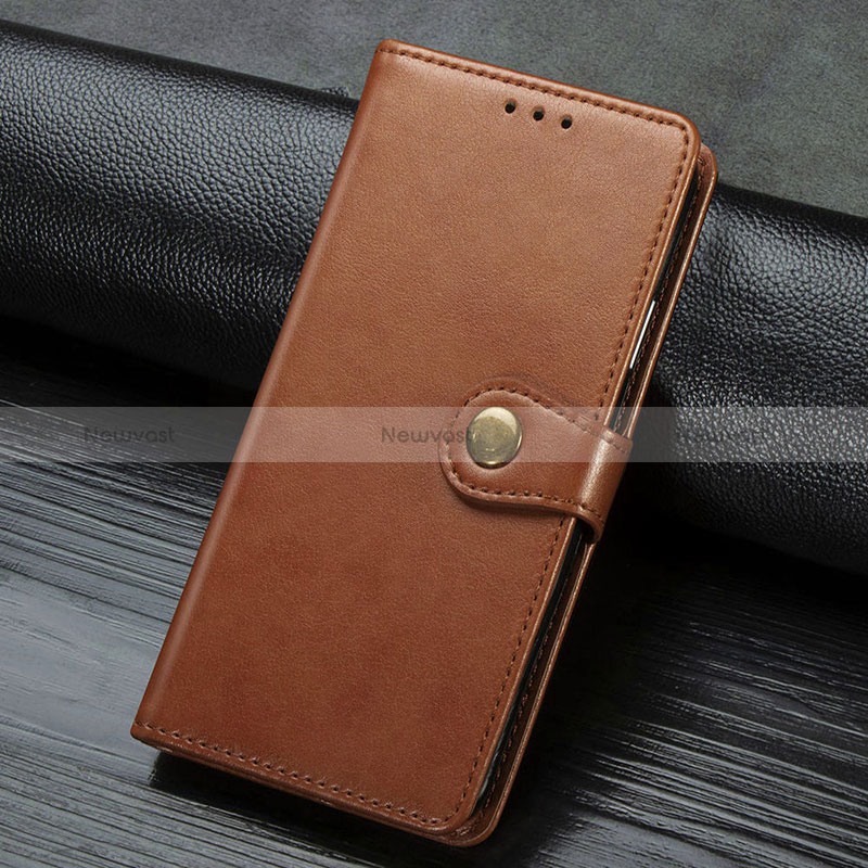 Leather Case Stands Flip Cover Holder S07D for Google Pixel 4 Brown