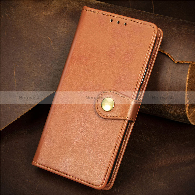 Leather Case Stands Flip Cover Holder S07D for Huawei Honor X10 Max 5G Brown