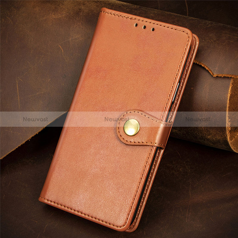 Leather Case Stands Flip Cover Holder S07D for Huawei Mate 40 Pro Brown