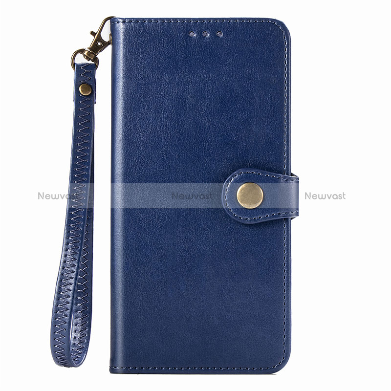 Leather Case Stands Flip Cover Holder S07D for Xiaomi Redmi Note 9 Blue