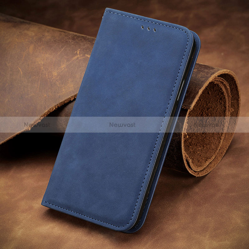 Leather Case Stands Flip Cover Holder S08D for Huawei Nova 7 SE 5G Blue