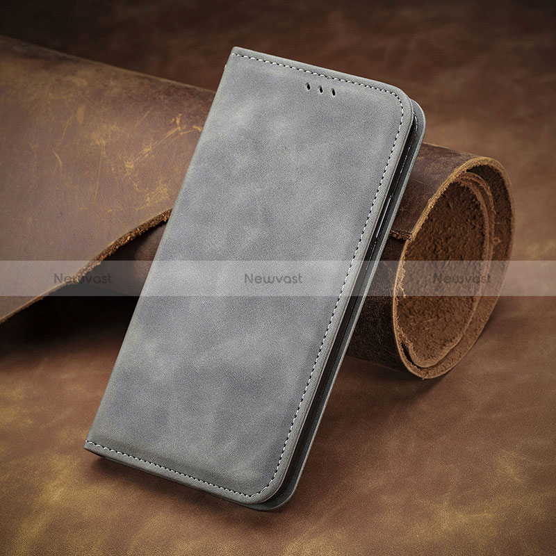 Leather Case Stands Flip Cover Holder S08D for Huawei P40 Pro Gray