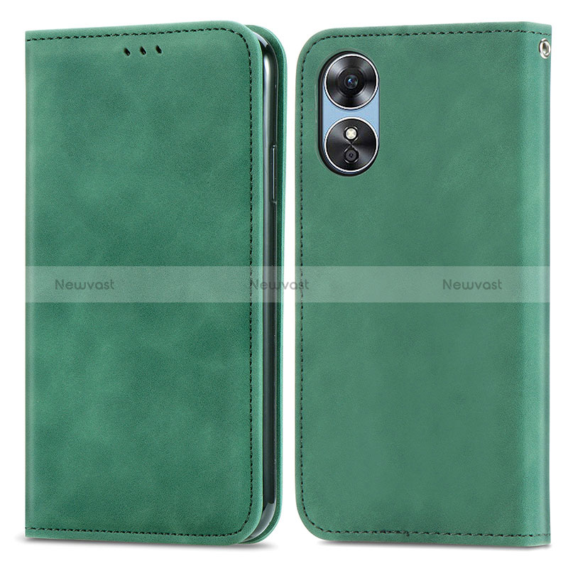 Leather Case Stands Flip Cover Holder S08D for Oppo A17