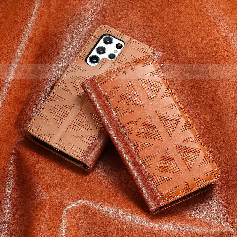 Leather Case Stands Flip Cover Holder S08D for Samsung Galaxy S21 Ultra 5G