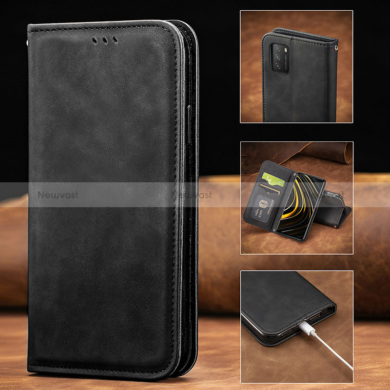 Leather Case Stands Flip Cover Holder S08D for Xiaomi Poco M3