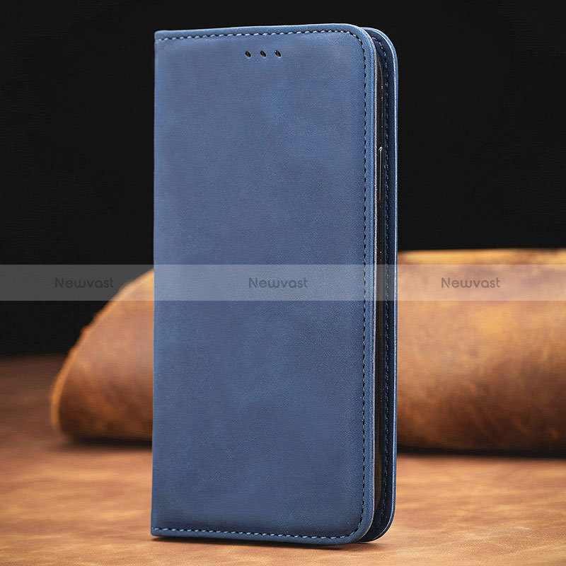 Leather Case Stands Flip Cover Holder S08D for Xiaomi Redmi 9T 4G Blue